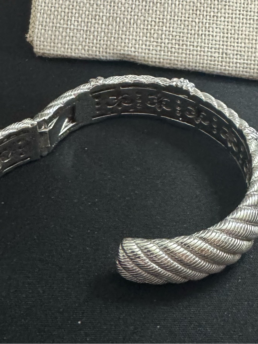 Judith Ripka .925 Luxury Designed Textured Cuff Bracelet 74g w/Diamonique Accent - Picture 5 of 9